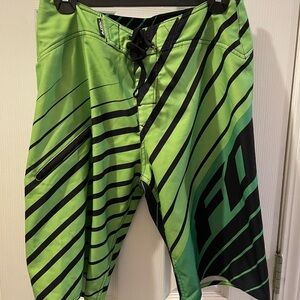 Fox Green and Black Striped Board Shorts